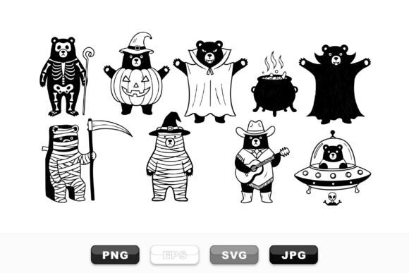Cute Halloween Bear Clipart Set Review for Embroidery Projects