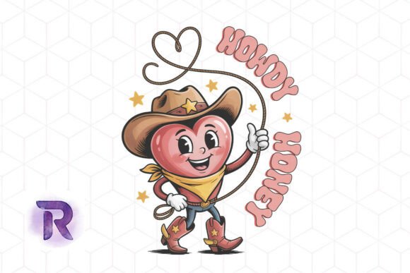 Happy Howdy Heart Cowboy Cartoon PNG Review for Embroidery Projects